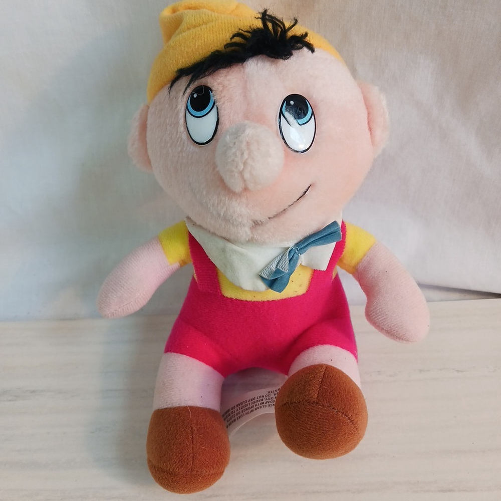 PINOCCHIO Plush Stuffed Doll WALT DISNEY Cartoon Animation Toy Vintage 8”